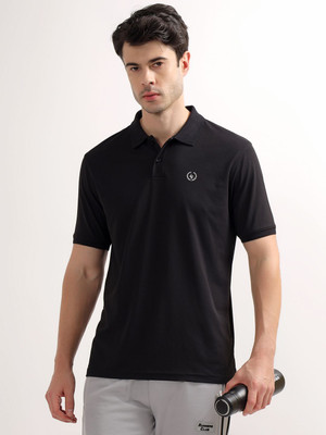 CANTABIL Solid Men Polo Neck Black T-Shirt