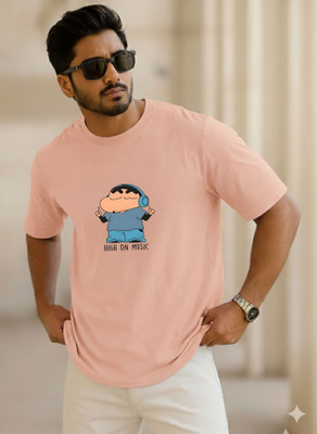 SINNER STREET Printed Men Round Neck Brown T-Shirt