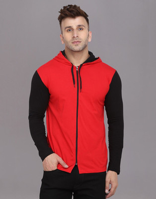 Blisstone Colorblock Men Hooded Neck Red T-Shirt