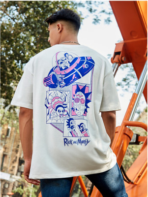 The Souled Store Printed Men Round Neck White T-Shirt