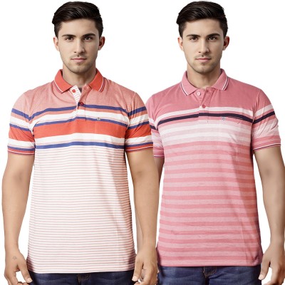 FLORANCECLOTHING Striped Men Polo Neck Reversible Orange T-Shirt