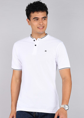 Raymond Solid Men Polo Neck White T-Shirt
