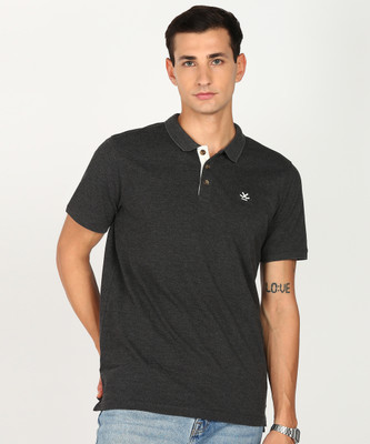 WROGN Solid Men Polo Neck Grey T-Shirt