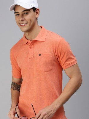 ONN Solid Men Polo Neck Orange T-Shirt