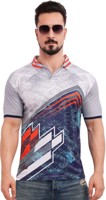FABWAX Printed Men Polo Neck Multicolor T-Shirt