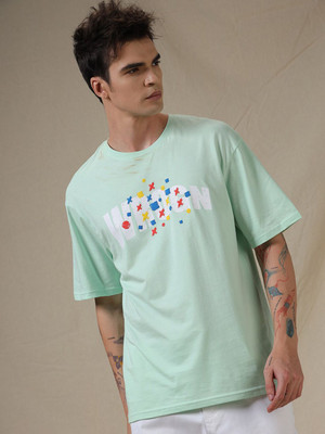 WROGN Printed Men Round Neck Blue T-Shirt