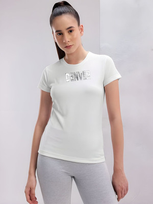 SZN Printed Women Round Neck White T-Shirt