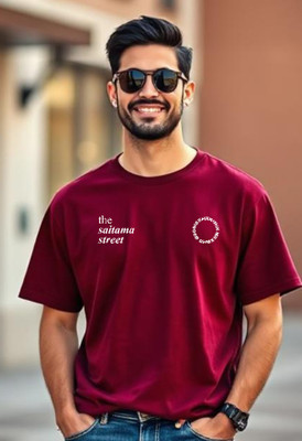 UrGear Printed Men Round Neck Maroon T-Shirt