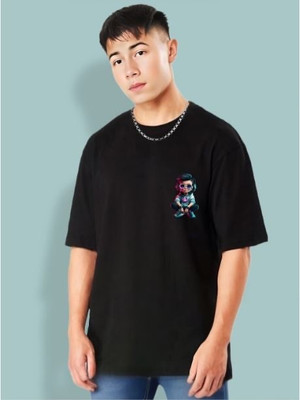 Aahna Fashion Graphic Print Men Round Neck Black, Multicolor T-Shirt