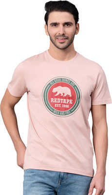 RED TAPE Graphic Print Men Round Neck Pink T-Shirt