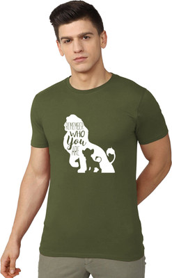 RULEDBYSUN Printed Men Round Neck Green T-Shirt