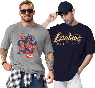 Leotude Printed Men Round Neck Multicolor T-Shirt