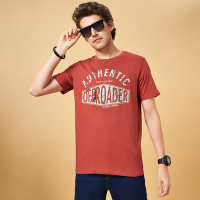 SF Jeans by Pantaloons Printed Men Round Neck Orange T-Shirt