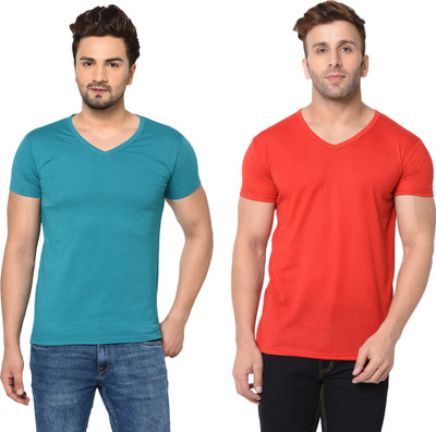 Tresna Fab Solid Men V Neck Multicolor T-Shirt