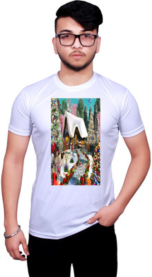 NITYANAND CREATIONS Printed Men Round Neck White T-Shirt