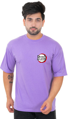 HA Classic Printed, Typography Men Round Neck Purple T-Shirt