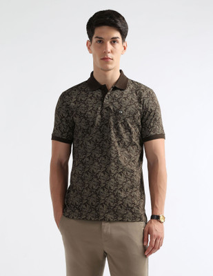 Arrow Sport Printed Men Polo Neck Brown T-Shirt