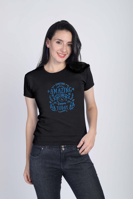PprimeandPride Printed Women Round Neck Black T-Shirt