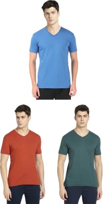 JOCKEY Solid Men V Neck Blue, Orange, Green T-Shirt