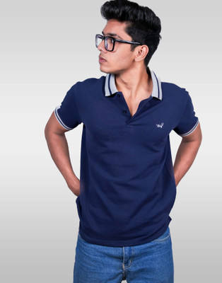 Lynx Colorblock Men Polo Neck Blue T-Shirt