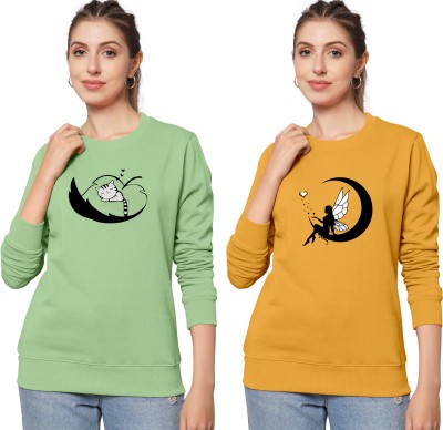 ZentWorld Printed Women Round Neck Light Green, Yellow T-Shirt