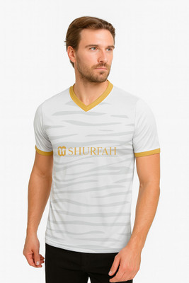 DOSTITCH Printed Men V Neck White T-Shirt