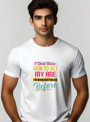 JOCOJO Typography Men Round Neck White T-Shirt