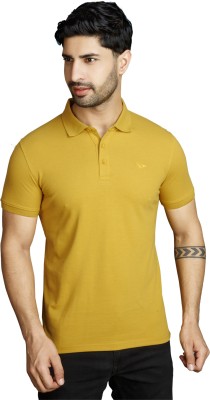 Kleiber Embroidered Men Polo Neck Yellow T-Shirt