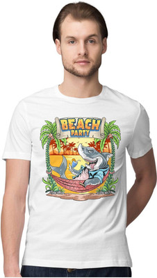 KRYONIX Printed Men Round Neck White T-Shirt