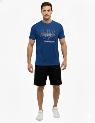Vayuvastra Printed Men Round Neck Blue T-Shirt