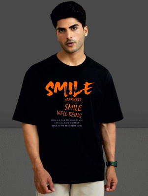 SPOWEARY Printed Men Round Neck Black T-Shirt