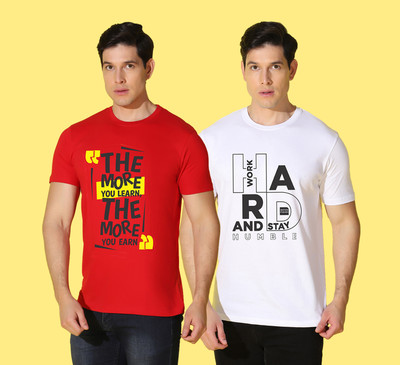 WOOSTRO Typography Men Round Neck Multicolor T-Shirt
