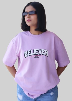 FUNKYFITZZ Printed Women Round Neck Purple T-Shirt