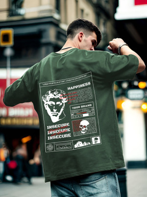 HouseOfCommon Printed Men Round Neck Green T-Shirt
