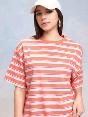 Tokyo Talkies Striped Women Round Neck Multicolor T-Shirt