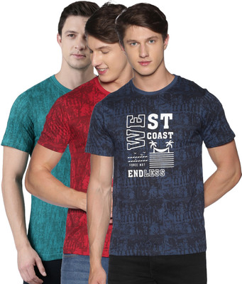 Force NXT Typography Men Round Neck Red, Blue, Green T-Shirt