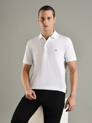 TOMMY HILFIGER Solid Men Polo Neck White T-Shirt