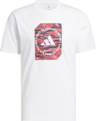 ADIDAS Printed Men Round Neck White T-Shirt