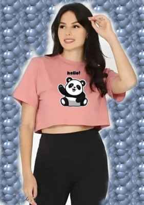 AKSHA CREATION Printed Women Round Neck Pink T-Shirt