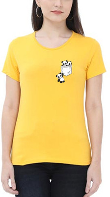 Trendtee Printed Women Round Neck Yellow T-Shirt