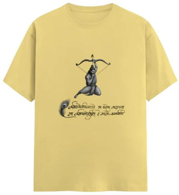 ARYA Graphic Print Men Round Neck Beige T-Shirt