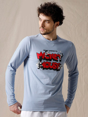 WROGN Printed Men Round Neck Blue T-Shirt
