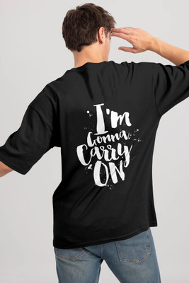 Trend Twist Typography Men Round Neck Black T-Shirt