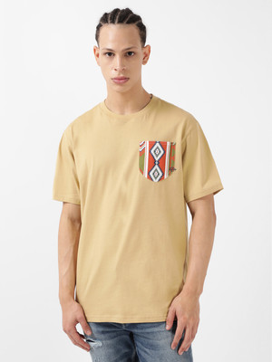 LEE Printed Men Crew Neck Beige T-Shirt