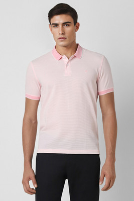 VAN HEUSEN Solid Men Polo Neck Pink T-Shirt