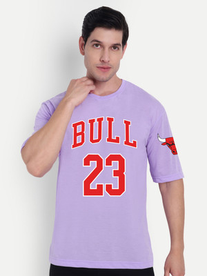 Benny Brooks Printed Men Round Neck Purple T-Shirt