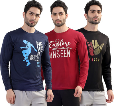 Garmin Printed Men Round Neck Multicolor T-Shirt