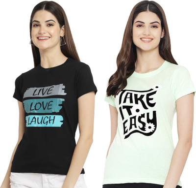 Tromko Printed Women Round Neck Multicolor T-Shirt