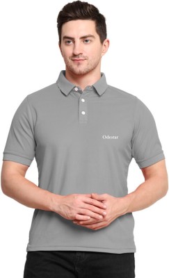 Odestar Solid Men V Neck Grey T-Shirt