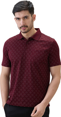 PARK AVENUE Printed Men Polo Neck Red T-Shirt